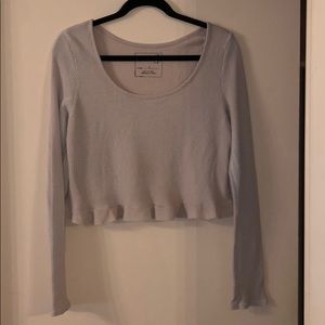 We the free waffle crop top. Dusty pink.